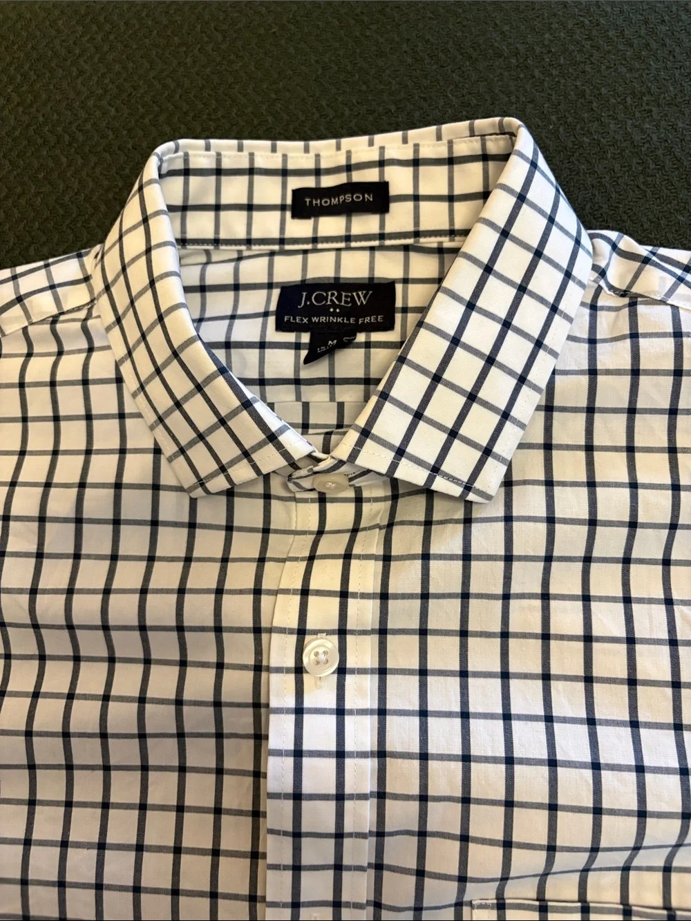J. Crew White & Navy Windowpane Dress Shirt